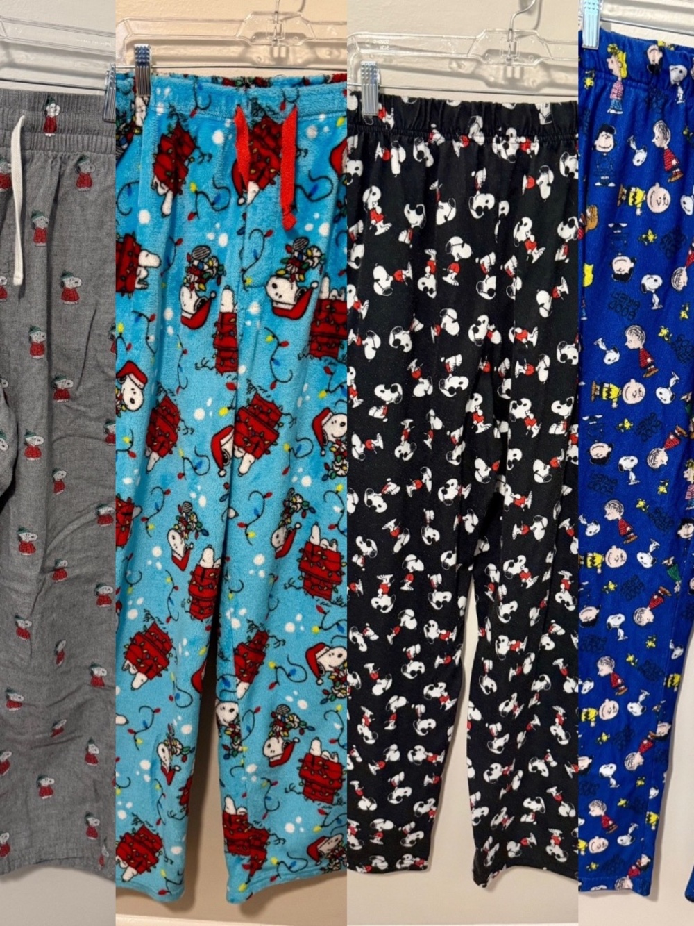 Peanuts Snoopy Pajama Pants Lot of 4, Men's Small and Medium, Lounge/Sleepwear